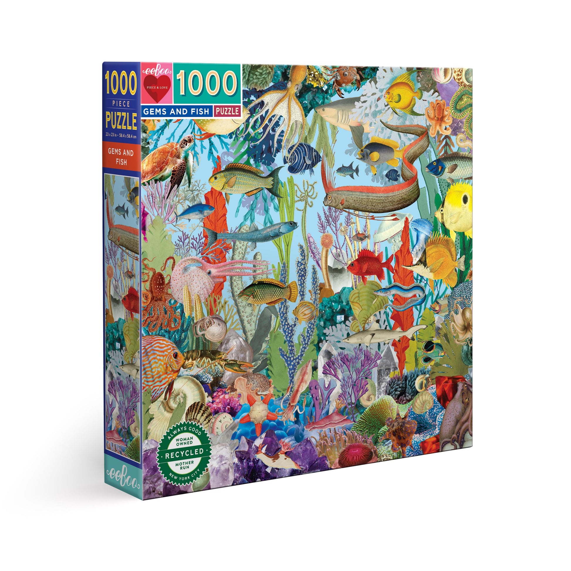 eeBoo 1000pc Puzzle Gems and Fish Square The Toy Wagon