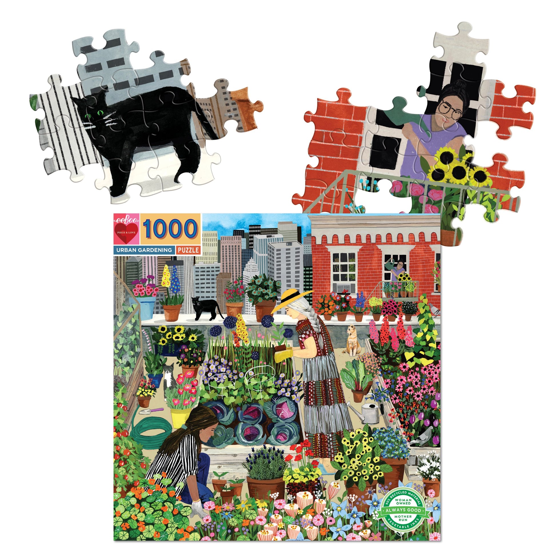 eeBoo 1000pc Puzzle Urban Gardening The Toy Wagon