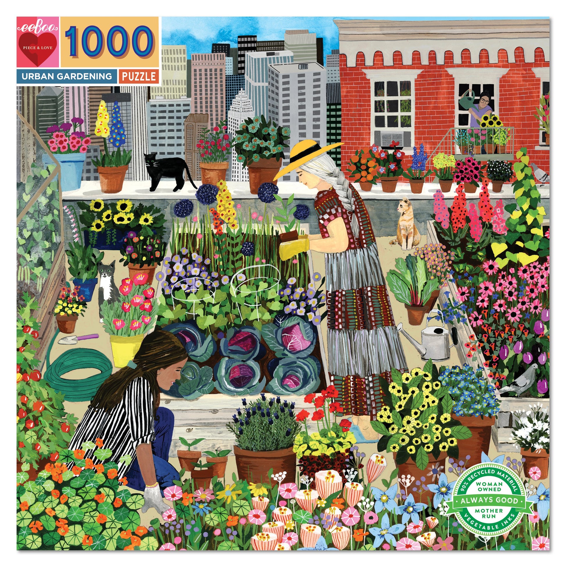 eeBoo 1000pc Puzzle Urban Gardening The Toy Wagon