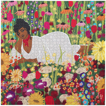 eeBoo 1000pc Puzzle Woman in Flowers Square The Toy Wagon