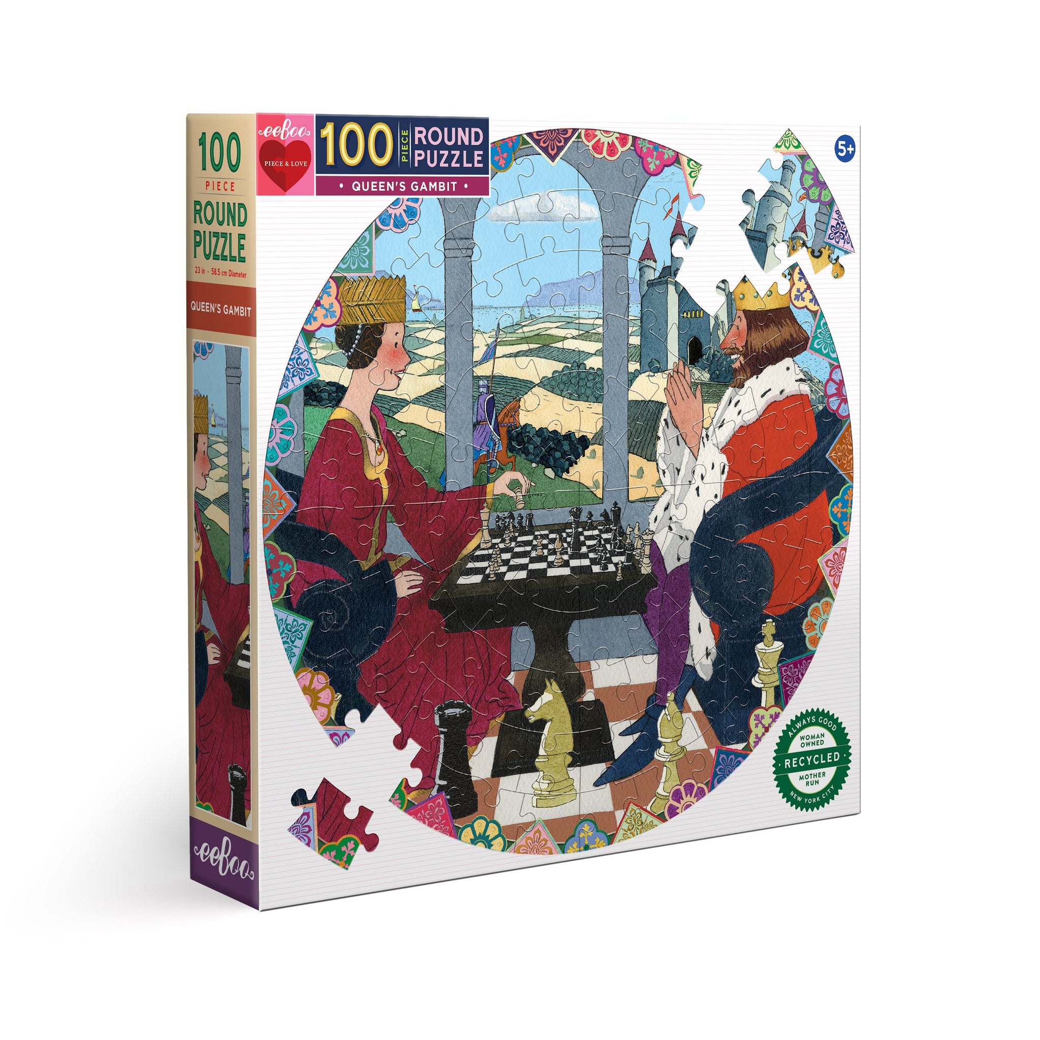 eeBoo 100pc Puzzle Queens Gambit Round The Toy Wagon 