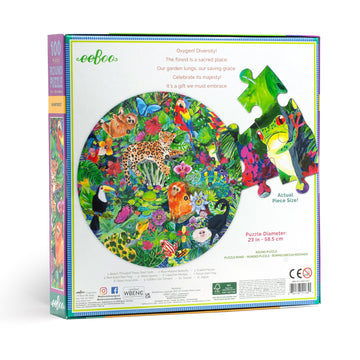 eeBoo100pc Puzzle Rainforest Round The Toy Wagon