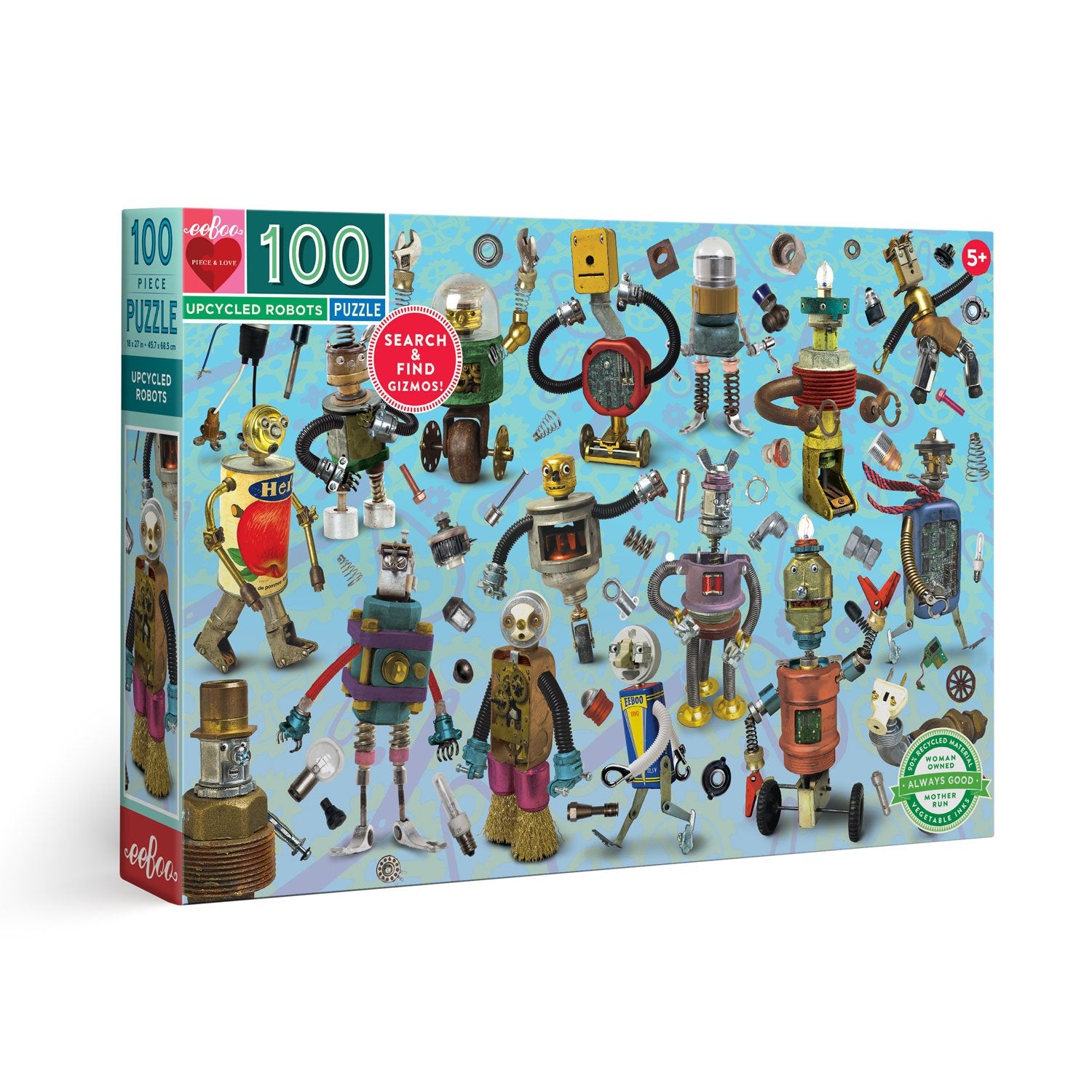 eeBoo 100pc Puzzle Upcycled Robots The Toy Wagon