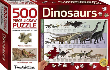 Puzzlebilites Dinosaur 500pc will help your kids minds and your puzzles skills.