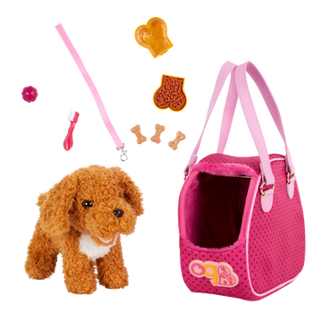 OG Accessory - 6" Standing Poodle Pup in Carrier The Toy Wagon