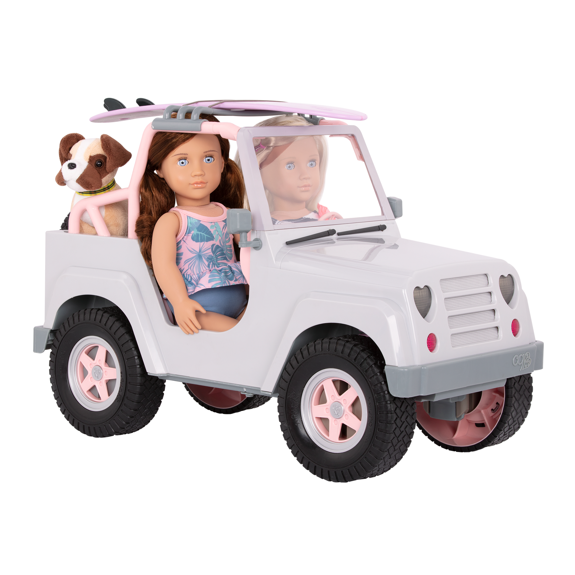 Our Generation Accessory - 4 x 4 Off Roader Grey Pink with Surfboard The Toy Wagon