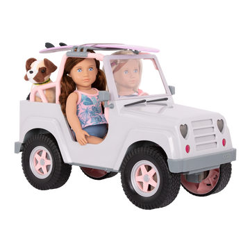 Our Generation Accessory - 4 x 4 Off Roader Grey Pink with Surfboard The Toy Wagon