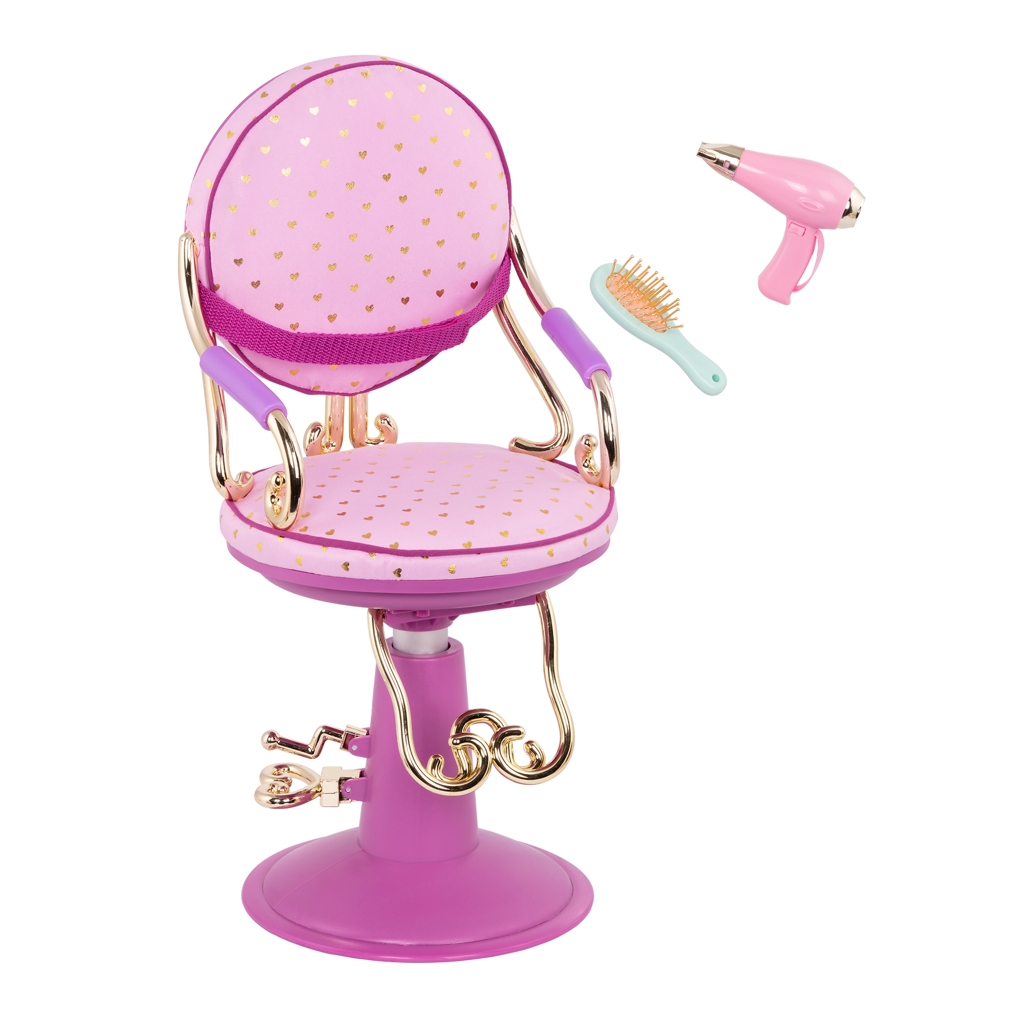 Our Generation  Accessory Set - Purple Salon Chair with  Heart Pattern The Toy Wagon