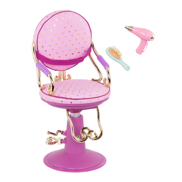 Our Generation  Accessory Set - Purple Salon Chair with  Heart Pattern