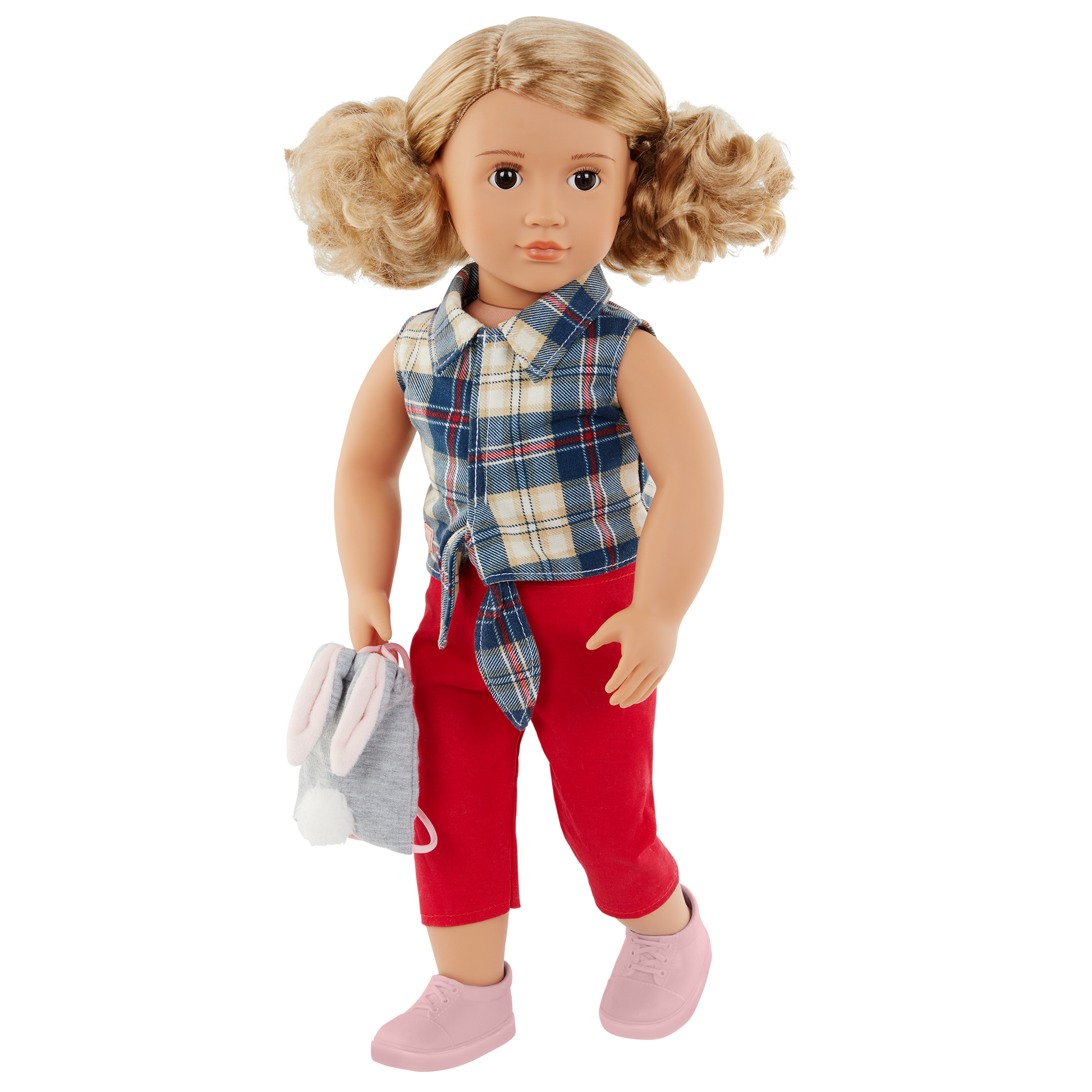 Our Generation Regular Outfit - Denim & Plaid Shirt with Bunny Purse Outfit The Toy Wagon